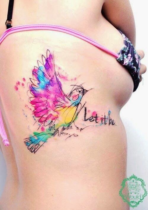 watercolor tattoo style.
