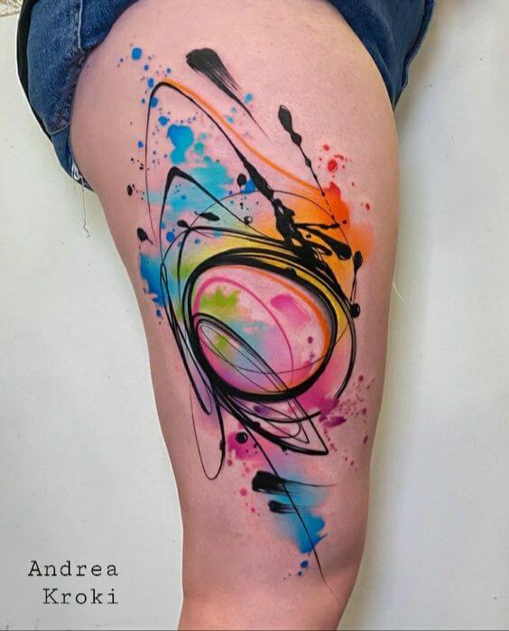 Contemporary Compass Rose with Watercolor Splash Tattoo Ink Style ·  Creative Fabrica