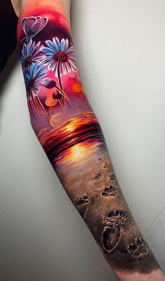 wave tattoo sleeve design