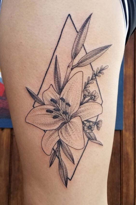 wild flower geometric flower tattoo