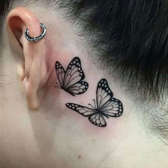 womens butterfly neck tattoo